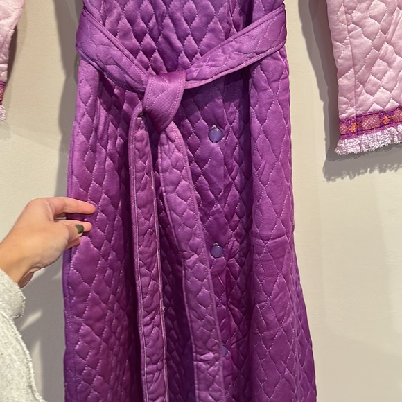 Vintage Quilted Pink & Purple House Coat Button Down Duster - Picture 8 of 14